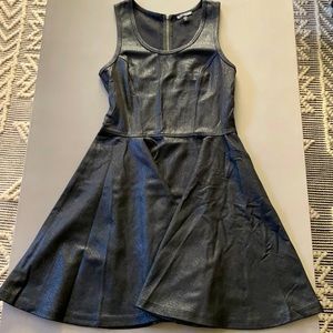 Faux Leather Black Dress